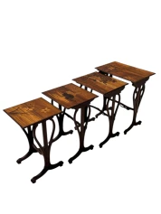 Art Nouveau Set of Four Nesting Tables by Emile Galle Nancy France, 1900s